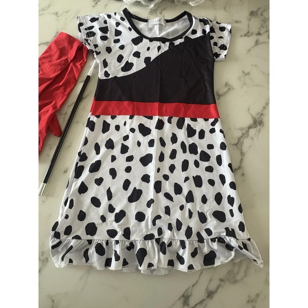 Cruella De Vil 101 Dalmatians Costume With Wig Size 3-4 T Halloween